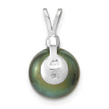 14k Gold Round Black Tahitian Pearl Diamond Pendant by Fine Color Jewels