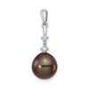14k White Gold Black Pearl Tahitian Diamond Pendant