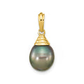 14k Gold Black Teardrop Tahitian Pearl Pendant by Fine Color Jewels