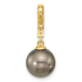 14k Gold Black Tahitian Pearl and Diamond Dangle Pendant by Fine Color Jewels