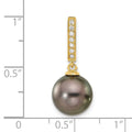 14k Gold Black Tahitian Pearl and Diamond Dangle Pendant by Fine Color Jewels