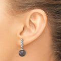 14k Gold Tahitian Black Pearl Diamond Drop Earrings by Fine Color Jewels