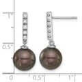 14k Gold Tahitian Black Pearl Diamond Drop Earrings by Fine Color Jewels