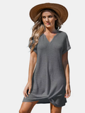 Cupshe Womens Waffle Knit Short Sleeve Hem Twist Mini Cover-up by Vanessa Jane