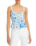 Aqua Floral Print Peplum Top by Vanessa Jane