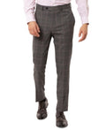 Tallia Mens Gray Windowpane Plaid Slim Pants by Vanessa Jane
