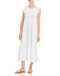 SUNDRY Ruffle Sleeve Tiered Dress in Cotton Spandex by Vanessa Jane