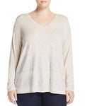 One A Womens Plus Lace Overlay V-Neck Casual Top by Vanessa Jane