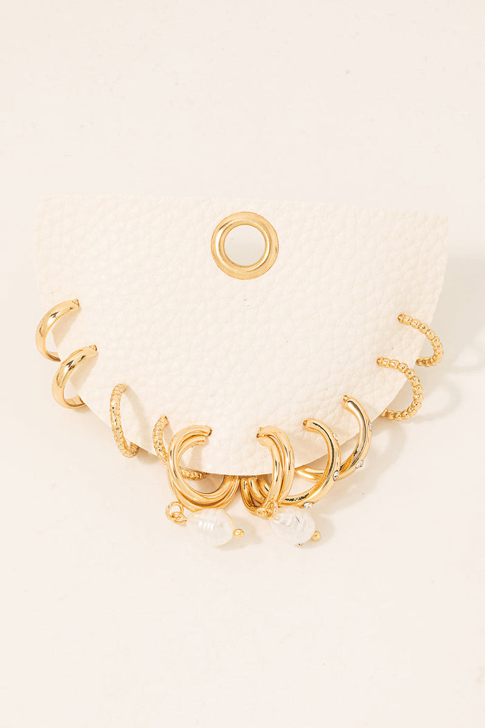 Mixed Metallic Hoop Earrings Set: Gold by Boutique 23