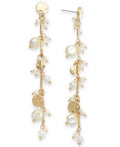 Inc Gold-Tone Disc and Imitation Pearl Shaky Linear Drop Earrings by Vanessa Jane
