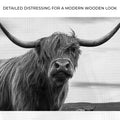 Highland Cow Black And White Portrait Canvas Wall Art by Tailored Canvases