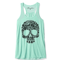 Clementine Womens Floral Skull Graphic Racerback Tank Top by Vanessa Jane
