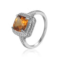 1.95 Ct Cushion Yellow Citrine Prong Silver Halo Statement Ring by Fine Color Jewels