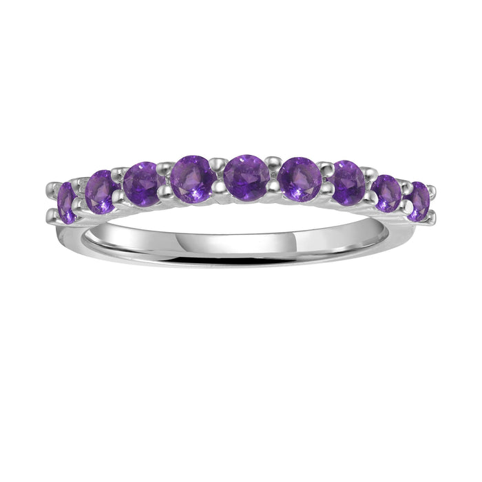 0.60 Ct Round Purple Amethyst Prong Silver Half Eternity Ring by Fine Color Jewels