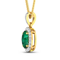 14K Yellow Gold Zambian Emerald Diamond Pendant by Fine Color Jewels