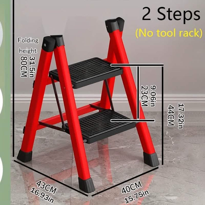 Heavy-Duty 2-Step Folding Ladder – Metal A-Frame with Non-Slip Steps by DailySale