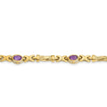 Oval Purple Amethyst Bezel 10K Yellow Gold Fancy Link Bracelet by Fine Color Jewels