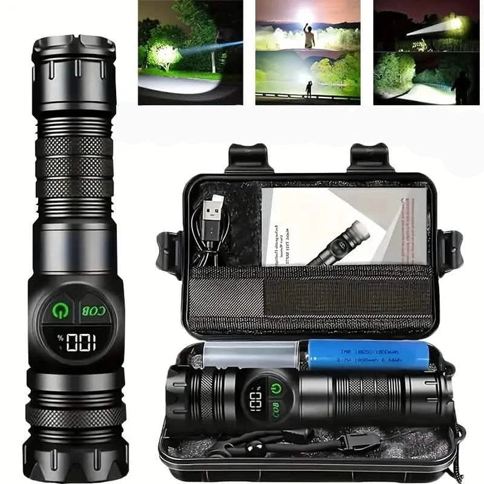 Rechargeable LED Flashlight with 5 Modes & Magnetic Base – Gift Box by DailySale