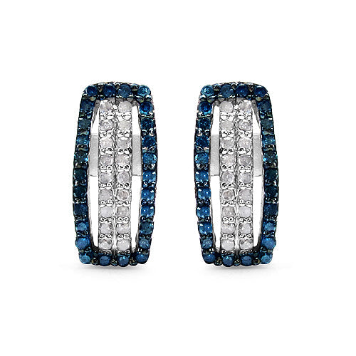 0.51 Carat Genuine Blue Diamond & White Diamond .925 Sterling Silver Earrings by Bids.com