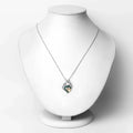 Genuine Emerald Prong Silver Double Heart Pendant Necklace by Fine Color Jewels