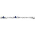 14k White Gold Blue Sapphire Heart 7 inch Bracelet by Fine Color Jewels