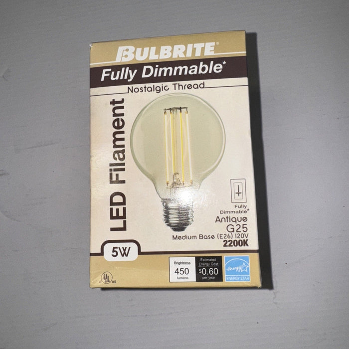 Bulbrite Fully Dimmable 5W LED Filament Antique G25 Bulb by Price Is Right Miami