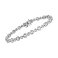10K White Gold 4.0 cttw Brilliant Round-cut and Baguette Diamond Floral Cluster Link Bracelet (I-J Clarity, I1-I2 Color) - Size 7" by Bids.com