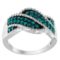 .925 Sterling Silver Treated Blue Color Diamond cocktail Ring (1/2 Cttw, Treated Blue Color, I2-I3 Clarity) - Size 6-3/4 by Bids.com