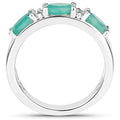 1.38 Carat Genuine Emerald and White Topaz .925 Sterling Silver Ring by Bids.com