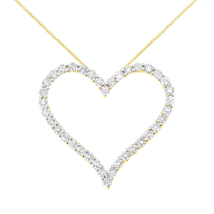 10k Yellow Gold Plated .925 Sterling Silver 3.0 cttw Round-Cut Diamond Open Heart Pendant Necklace (J-K Color, I1-I2 Clarity) - 18" by Bids.com