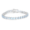 Heart Sky Blue Topaz Prong Silver Tennis Bracelet