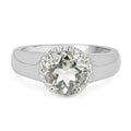 1.87 Carat Genuine Green Amethyst and White Topaz .925 Sterling Silver Ring by Bids.com