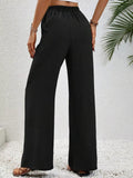 Casual Drawstring Wide Leg Pants: Black by Boutique 23