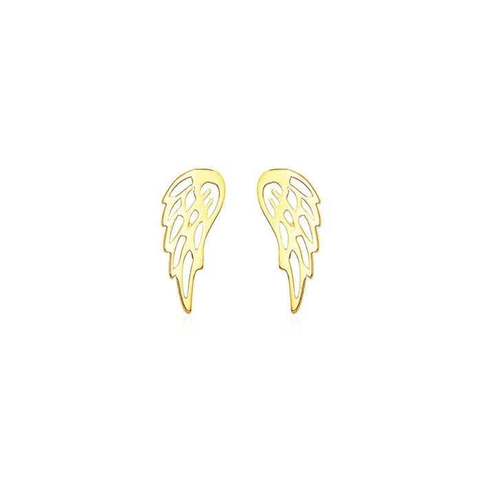 14k Yellow Gold Polished Wing Post Earrings by Bids.com