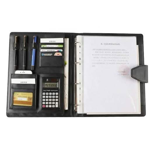 A4 Conference Folder Soft Leather Portfolio Organiser with Calculator by DailySale