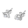 10K White Gold 1/10 Cttw Round Brilliant-Cut Diamond Espira Swirls Solitaire Push Back Stud Earrings (I-J Color, I1-I2 Clarity)
