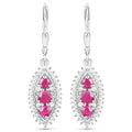 4.32 Carat Genuine Ruby and White Topaz .925 Sterling Silver 3 Piece Jewelry Set (Ring, Earrings, and Pendant w/ Chain) by Bids.com