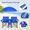 Folding Double Camping Chair with Umbrella (Blue) by DailySale