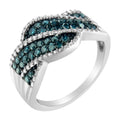 .925 Sterling Silver Treated Blue Color Diamond cocktail Ring (1/2 Cttw, Treated Blue Color, I2-I3 Clarity) - Size 6-3/4 by Bids.com