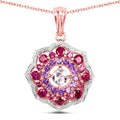 14K Rose Gold Plated 2.30 Carat Genuine Morganite, Rhodolite and Amethyst .925 Sterling Silver Pendant by Bids.com