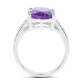 3.84 Carat Genuine Amethyst and White Topaz .925 Sterling Silver Ring by Bids.com