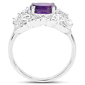 2.75 Carat Genuine Amethyst and White Zircon .925 Sterling Silver Ring by Bids.com