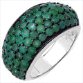 2.90 Carat Genuine Emerald & White Diamond .925 Sterling Silver Ring by Bids.com
