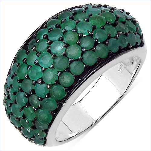 2.90 Carat Genuine Emerald & White Diamond .925 Sterling Silver Ring by Bids.com