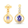 0.76 Carat Genuine Tanzanite and White Diamond 14K Yellow Gold Earrings by Bids.com