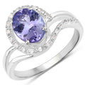 1.82 Carat Genuine Tanzanite and White Zircon .925 Sterling Silver Ring by Bids.com