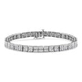 .925 Sterling Silver 2 Cttw Prong Set Round-Cut Diamond 4 Stone Box Link Bracelet (I-J Color, I3 Clarity) - 7.25" by Bids.com