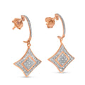 10K Rose Gold Plated Sterling Silver Round Cut Diamond Cushion Dangle Earrings (0.04 cttw, H-I Color, I2-I3 Clarity) by Bids.com