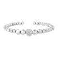 .925 Sterling Silver 1/6 Cttw Diamond Rondelle Graduated Ball Bead Cuff Bangle Bracelet (I-J color, I2-I3 clarity) - Fits wrists up to 7 1/2 inches by Bids.com