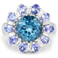 6.19 Carat Genuine London Blue Topaz, Tanzanite & White Topaz .925 Sterling Silver Ring by Bids.com